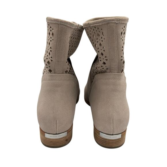 MICHAEL Michael Kors Sunny Neutral Suede Leather Laser Cut Pull On Bootie Boots - Picture 6 of 12